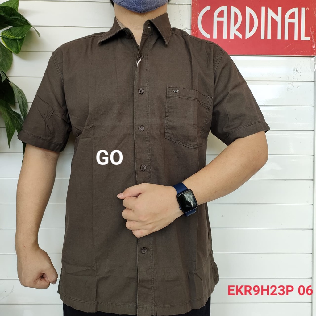 gof CARDINAL KEMEJA CASUAL Pakaian Atasan Pria Kemeja Reguler Hem Polos Original Lengan Pendek