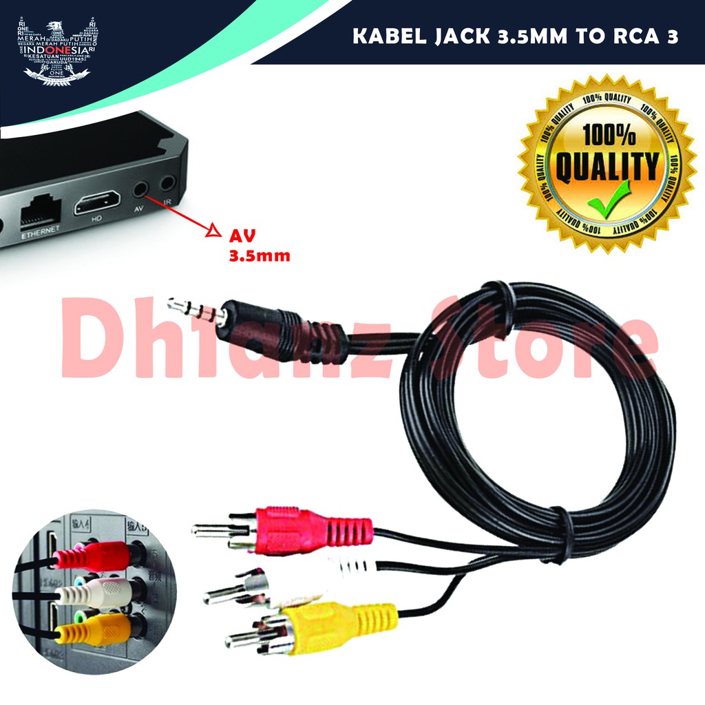 KABEL AV 3.5MM TO RCA 3 UNTUK TV TABUNG