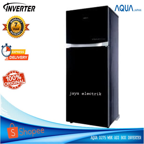 Kulkas 2 Pintu AQUA AQR D275 WBK Inverter ASI BOX Tanpa Bunga Es Low Watt Garansi Resmi 12 th