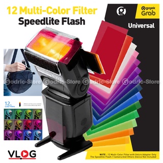 Set 12 Pcs Color Gel Filter Flash for Effect Balance Diffuser Camera