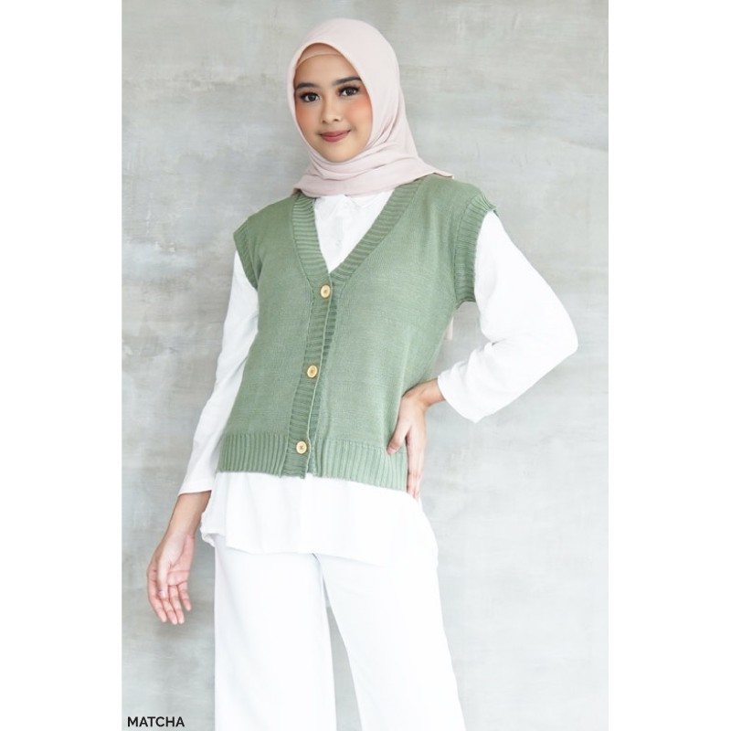 Button Knit Vest Atasan Wanita