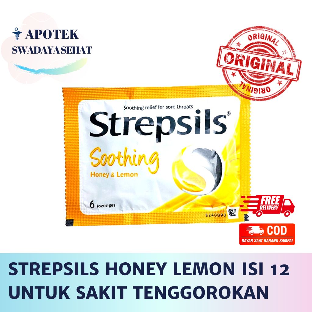 STREPSILS HONEY LEMON Isi 12 Tablet Hisap - Melegakan Radang Tenggorokan