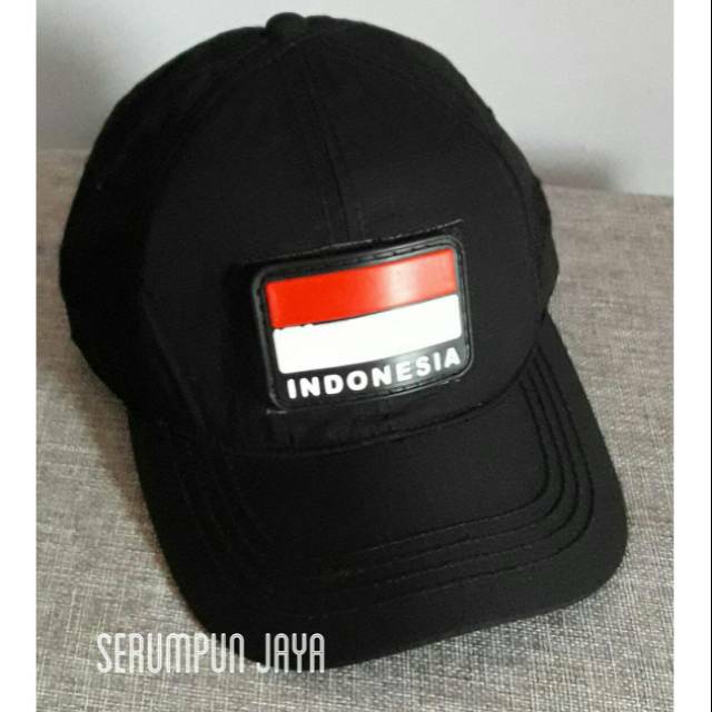 TOPI BENDERA VELCRO - TOPI BENDERA INDONESIA VELCRO HITAM