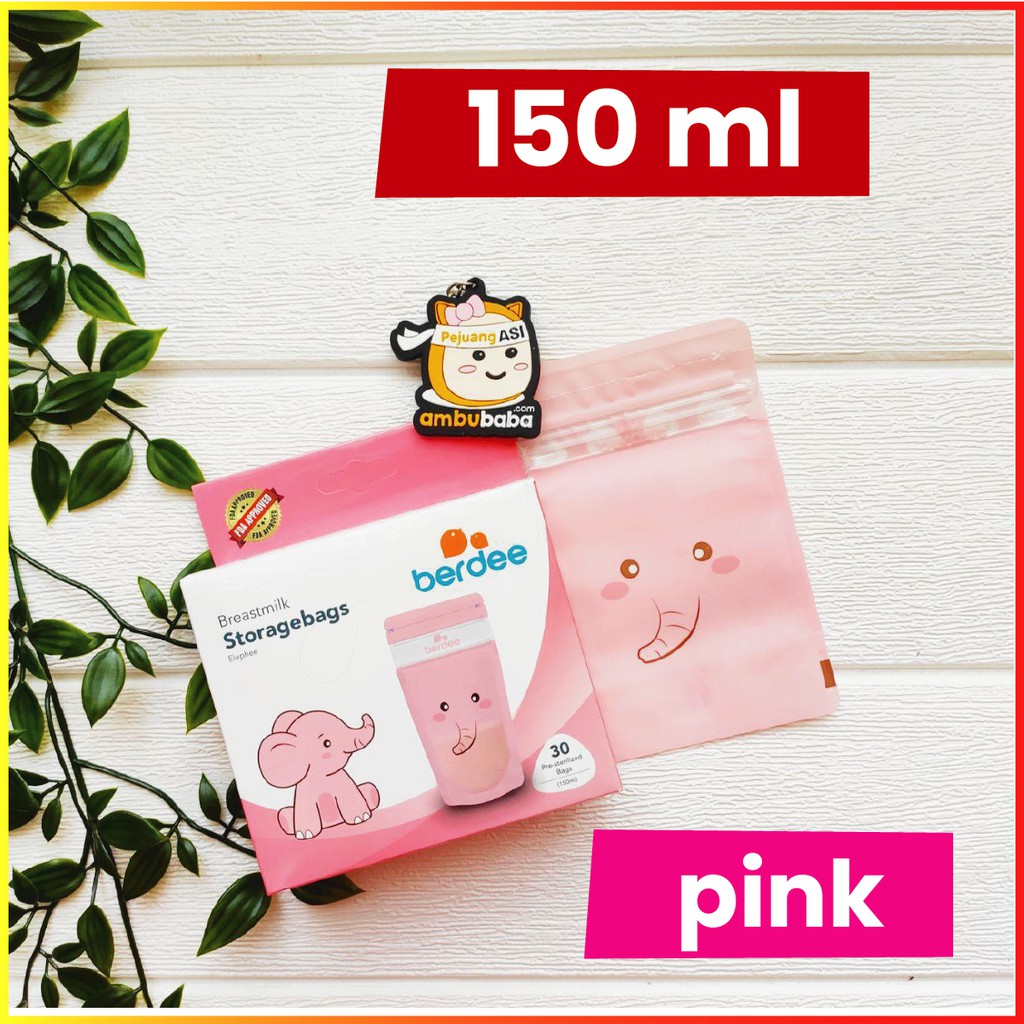 BERDEE Kantong Asi Breastmilk Bag Storage 100 ml dan 150 ml Lucu Pink Biru Kuning Hijau Abu