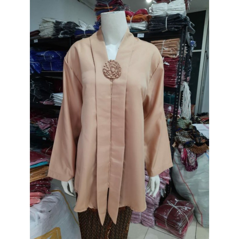 (P110/120) Kebaya Floy JUMBO - SUPER JUMBO lengan PANJANG hijab KeroncongBusana-Coklat Susu