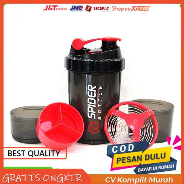 PROMO Spider Botol Minum Whey Protein GYM Shaker 3 Part 500ml Terbaik Murah