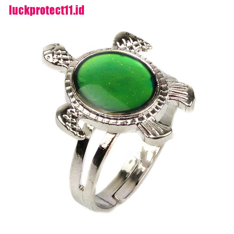 (LUCK) 1pc Cincin Bentuk Kura-Kura Dapat Berubah Warna Sesuai Temperatur Untuk Wanita