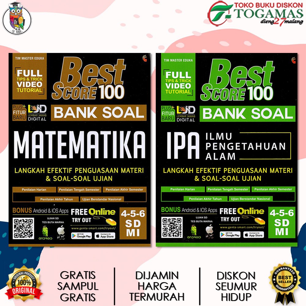 PAKET BEST SCORE 100 BANK SOAL MATEMATIKA &amp; IPA SD/MI 4, 5, 6 / TIM MASTER EDUKA