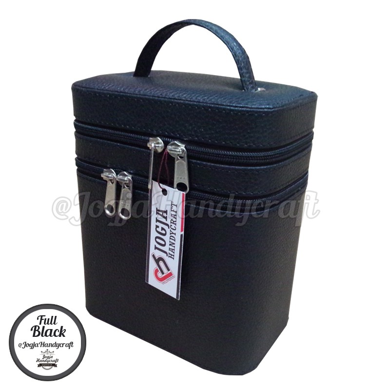 Full Black Cosmetic Case / Tempat Make up double compartemen