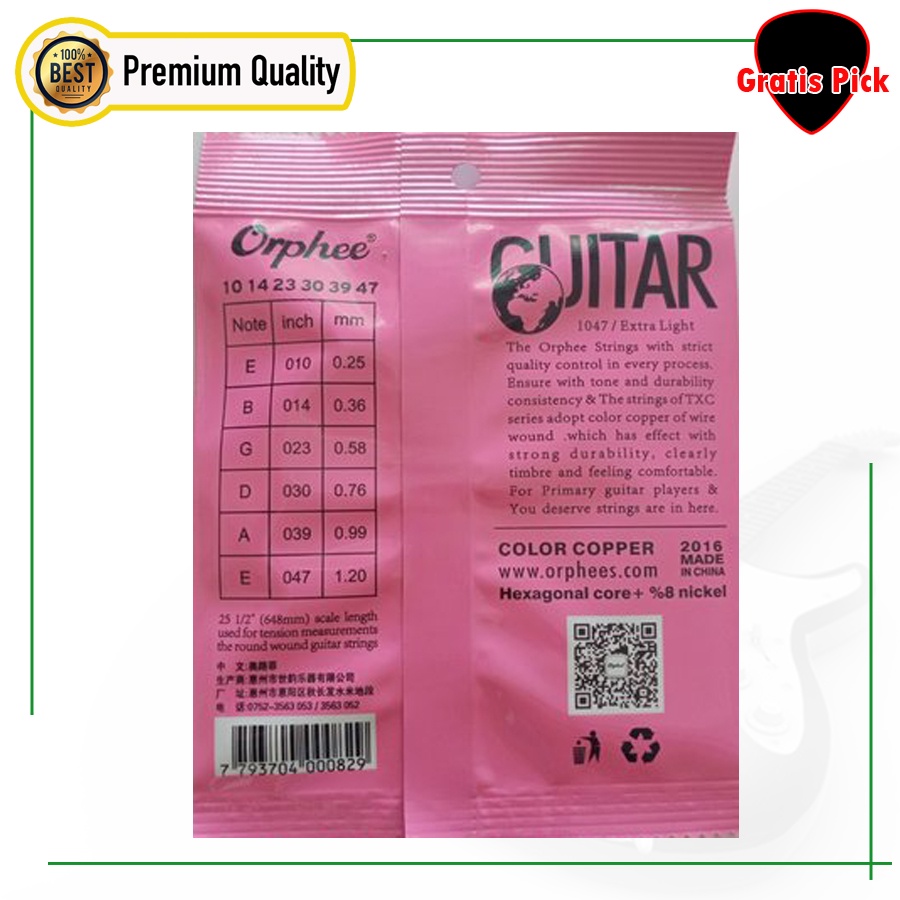 Senar Gitar Akustik Warna Warni Pelangi 010 Orphee TX 620-C