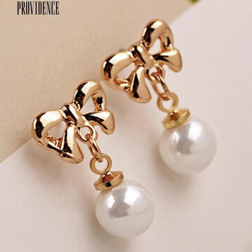 [Bayar Di Tempat]Hati Zirkon Ikatan Simpul Faux Pearl Subang