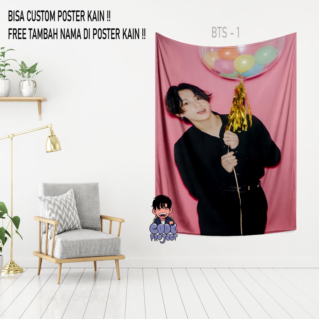 POSTER KAIN BTS - hiasan dinding member bts - hiasan kamar lucu - dekorasi kamar BTS - Custom poster