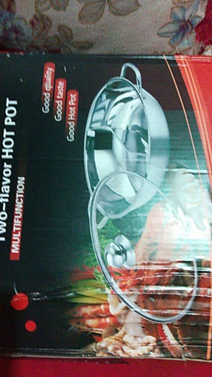 Panci Shabu 2 Sekat  28 Cm Tutup Kaca- Panci Hotpot Steamboat Tutup Kaca