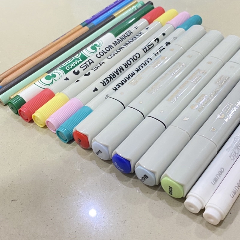 

ambil semua difoto spidol highlighter pensil warna pensil gambar