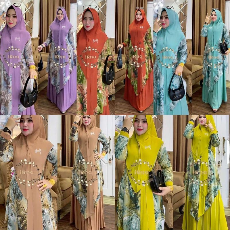 SET SYARI AURORA VOL 2 BY IRNA GALLERY GAMIS SYARI PREMIUM SET SYAR'I TERBARU BAJU SYARI ORIGINAL