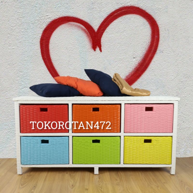 Lemari Rotan Sintetis 6 Laci