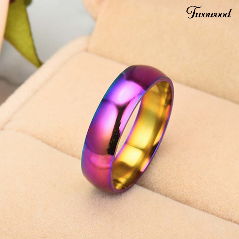 Cincin Pasangan Bahan Stainless Steel Warna Pelangi Untuk Hadiah Pernikahan