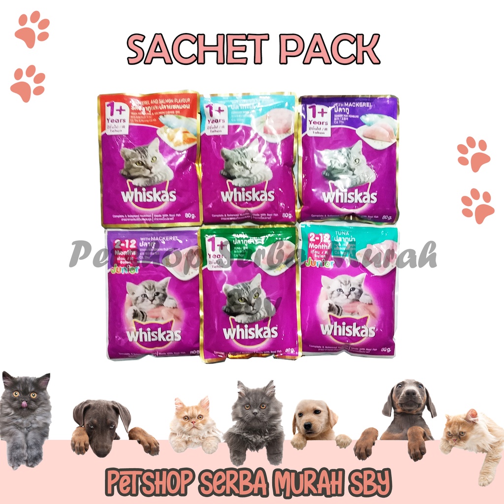 Whiskas Pouch 80gr - Makanan Basah Anak Kucing dan Dewasa - Wet Cat Food