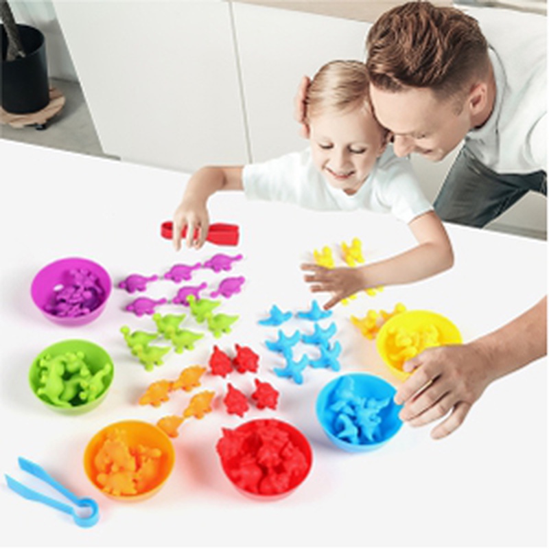 [1Set Kid's Rainbow Counting  Anilmals with Matching Sorting Bowl] [ Educational Toddler Preschool Math Manipulatives Toy ][Children's Birthday Gift]