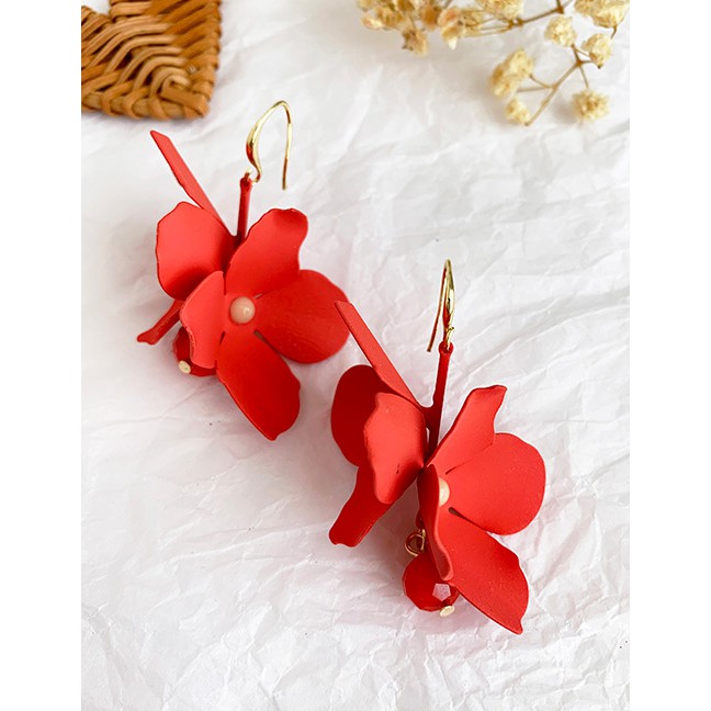 LRC Anting Gantung Fashion Alloy Double-layer Flower Earrings F78520