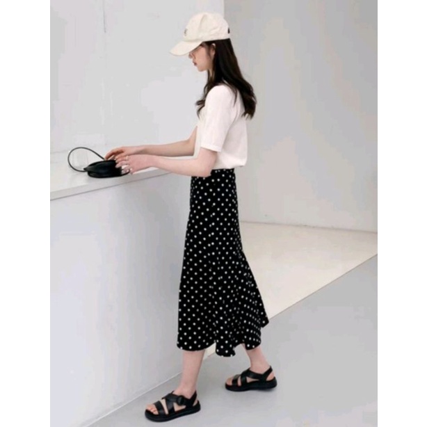 SKIRT FLARE POLKA. ROK WANITA MODIS MOTIF POLKADOT FIT TO XXL-2