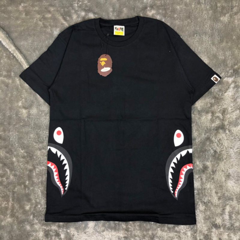 TSHIRT KAOS BAJU A BATHING APE BAPE SHARK WAIST BLACK LIKE ORI