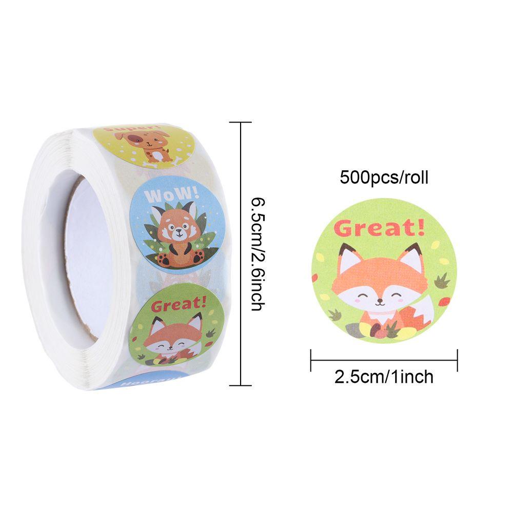 Solighter 500pcs/roll Stiker Hadiah Anak Berbagai Gaya Pola Hewan Lucu Alat Tulis Tk Label Dorongan Anak