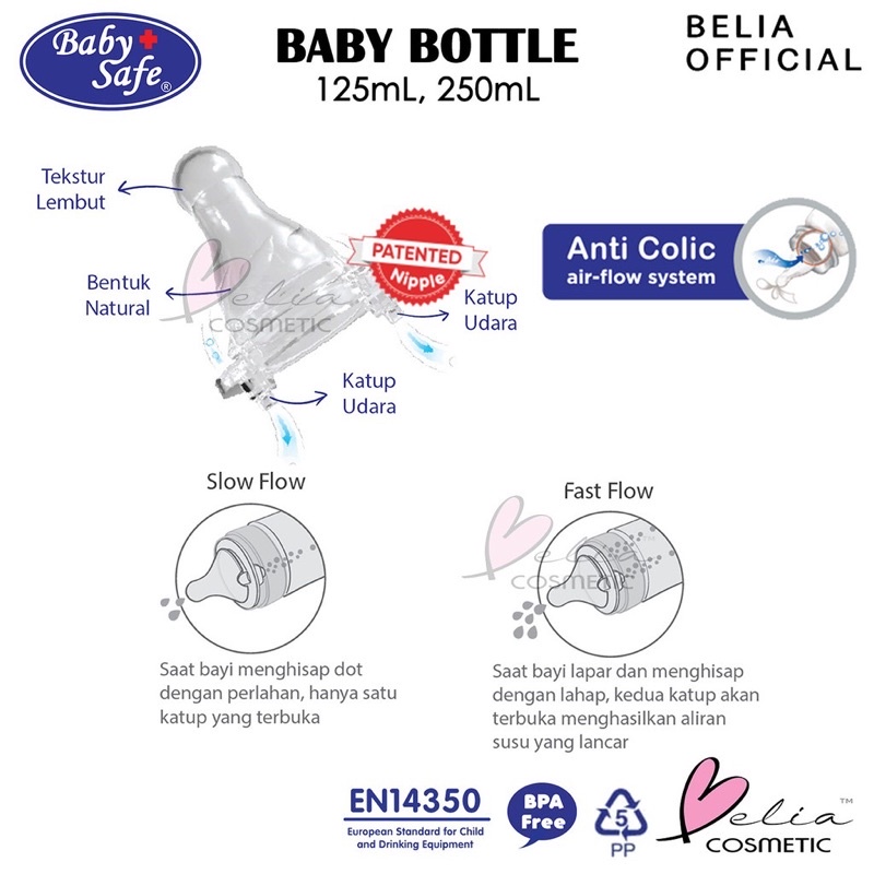 BABY SAFE Baby Bottle JS 001 002 003 004 005 125 mL 250 mL | botol dot minum susu bayi n