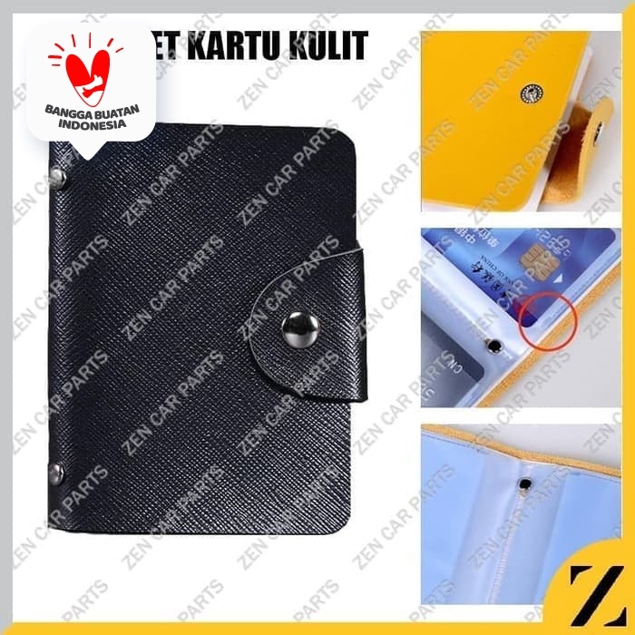 

ORGANIZER-DOCUMENT- DOMPET KARTU NAMA PRIA WANITA KULIT 12 SLOT CEWEK COWOK CARD HOLDER AT - HITAM