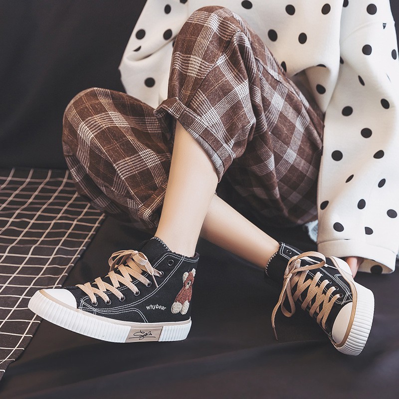 COD POS 801 Sepatu Sneakers Kanvas Wanita Sepatu why bear Trend Korea