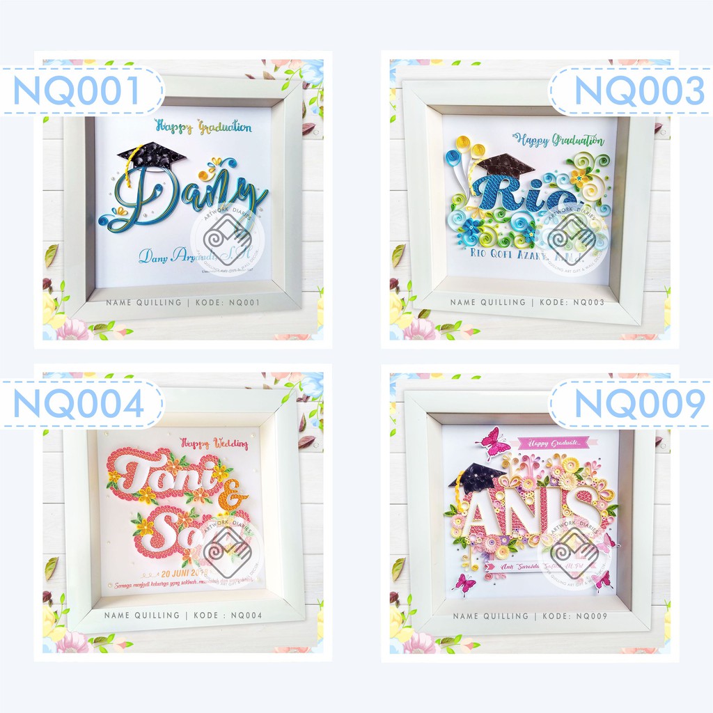 Name Quilling (NQ00_1349) - Kado 3D Frame Paper Quilling Art