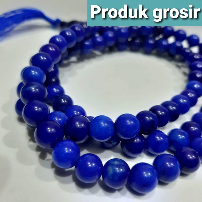 TASBIH 99BUTIR 8MM BATU BLUE JADE ROYAL BLUE COLOR ORIGINAL