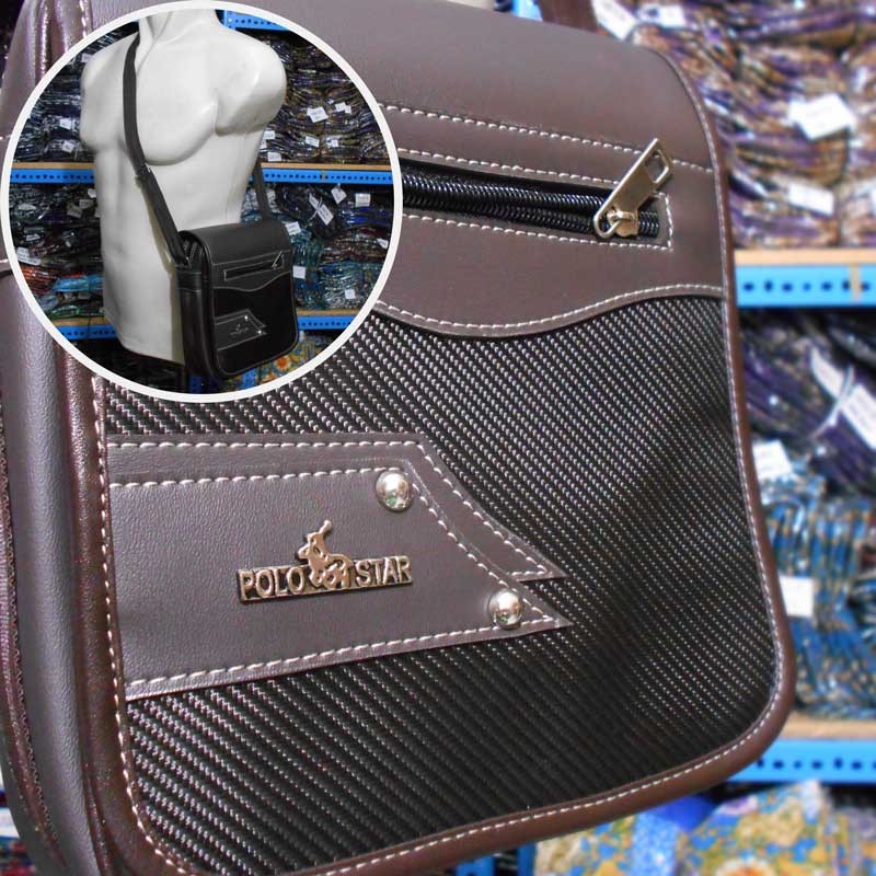 A0500 Tas Slempang Pria Tas Polo Star Ukuran Medium Warna Coklat