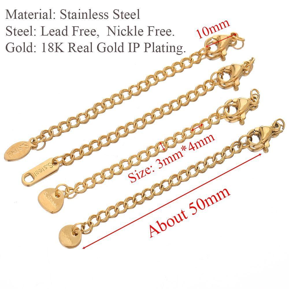 Needway Dipanjangkan Ekor Rantai Gelang Aksesoris Trendi 10 Pcs /set Kalung Gelang Stainless Steel Putar Gesper DIY Perhiasan Aksesoris DIY Membuat Perhiasan Temuan