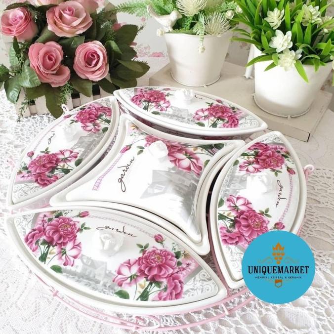 PRASMANAN KERAMIK SHABBY FIORAL/ WADAH SAJI KERAMIK GARDEN