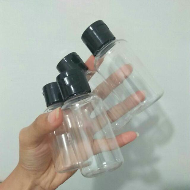 Botol Tubular 60 Ml Bening Fliptop Hitam