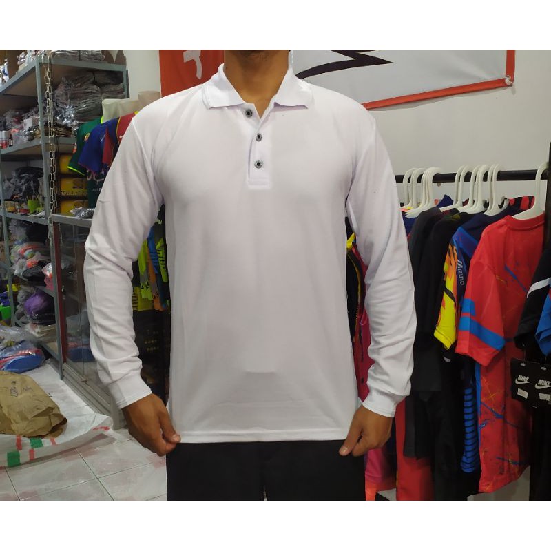 Kaos Kerah Putih Polos Berkerah Lengan Panjang Tes Pendidikan Polisi TNI Polri