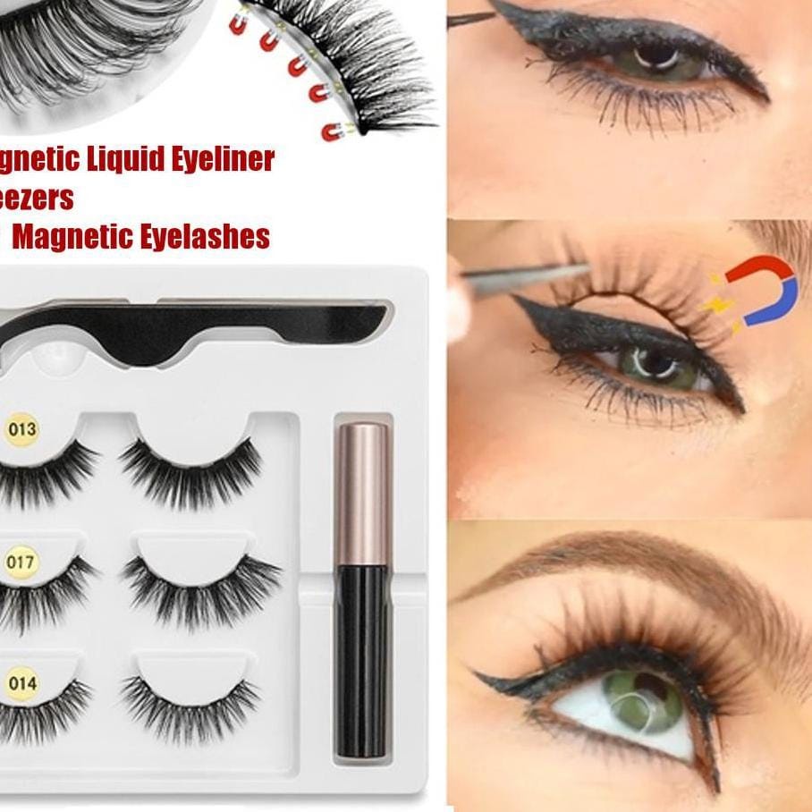 BULU MATA PALSU MAGNET + EYELINER MAKE UP MATA WANITA KOSMETIK 6 UKURAN