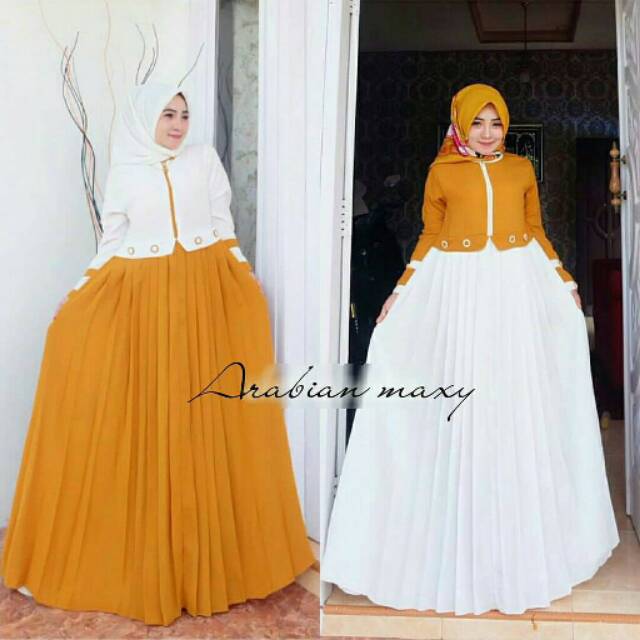 Gamis arabia maxy |dress murah putih mustard navy