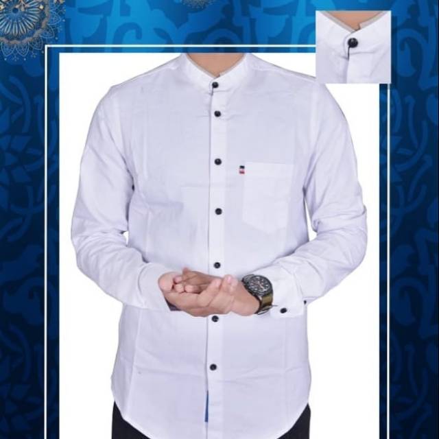 KEMEJA KOKO POLOS PUTIH RIVERSIDE