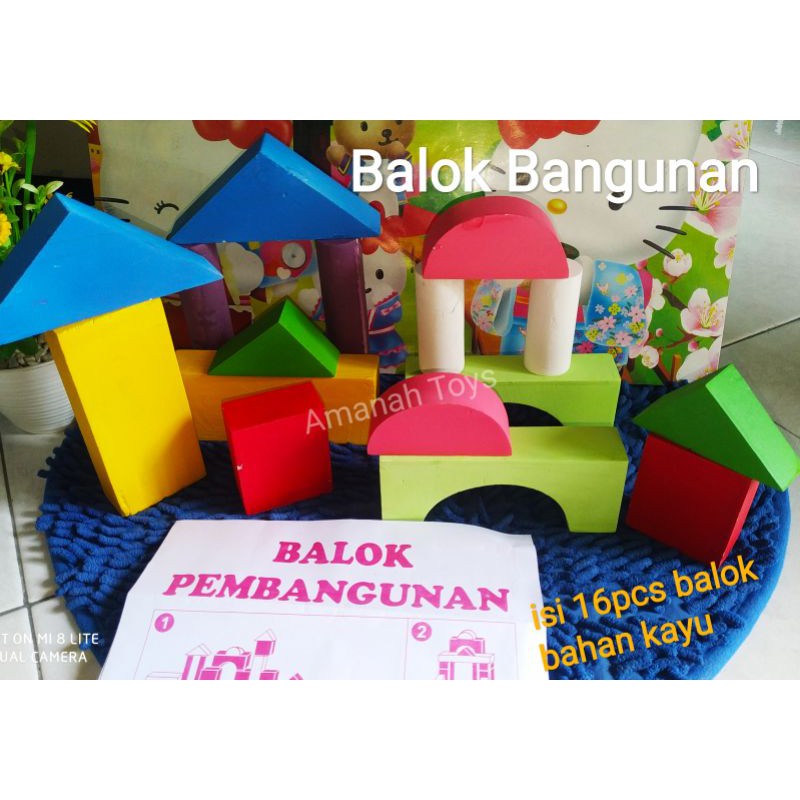 balok kayu - mainan balok bangunan