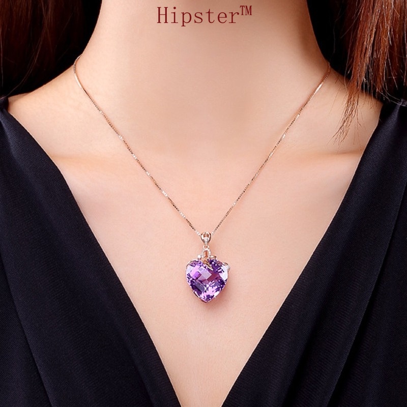 New Hot Selling Temperament Amethyst Love Pendant Romantic Necklace