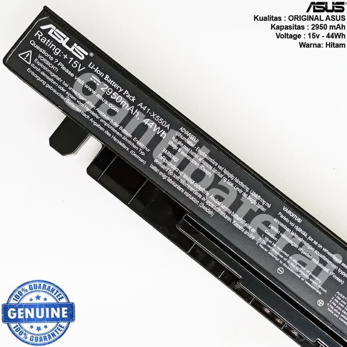 Original Baterai Asus X450 X450C X450CA X450V X452 A41-X550 A41-X550A