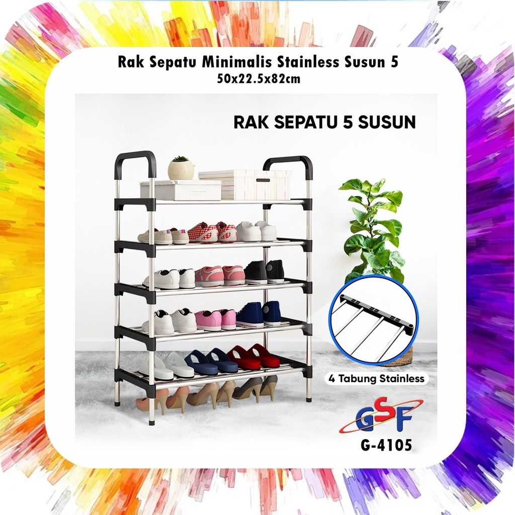 Rak Sepatu Minimalis Stainless Susun 5 GSF G-4105