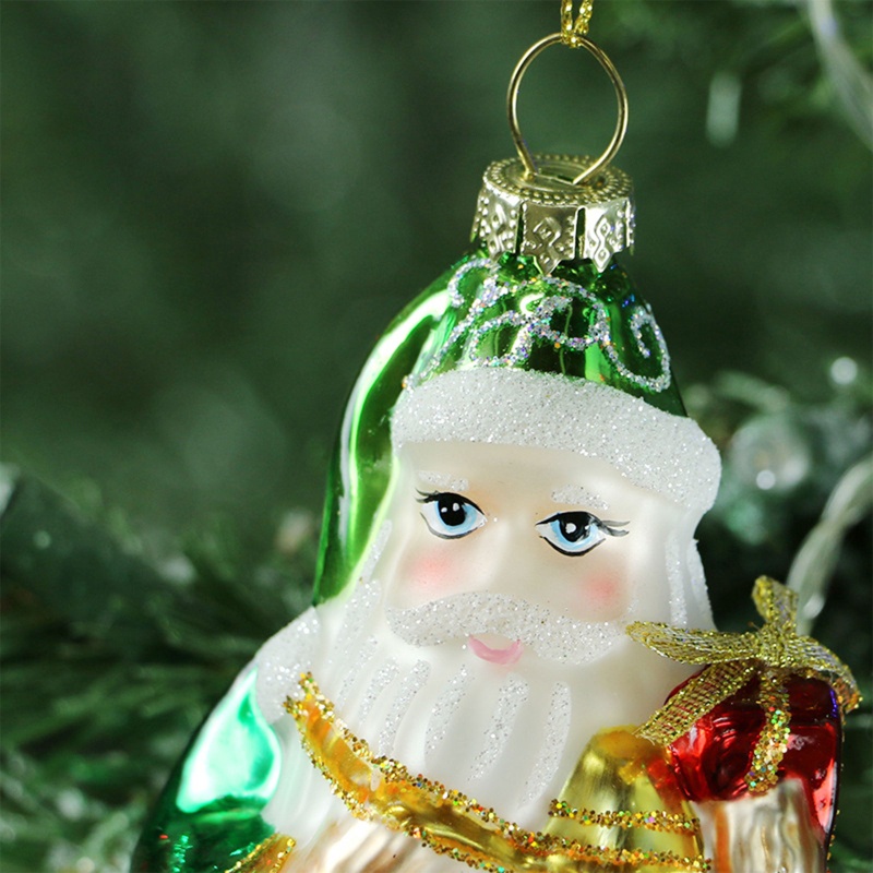 Ornamen Gantung Desain Santa Claus Bahan Kaca Untuk Pohon Natal