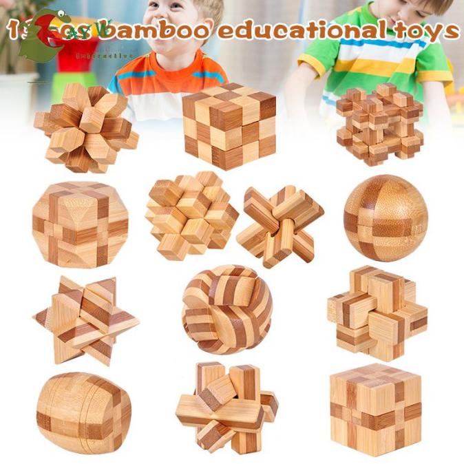 

Hanya Disini] 13Pcs Mainan Puzzle Kayu Kongming Luban Lock 3D Untuk Tes Iq Anak /