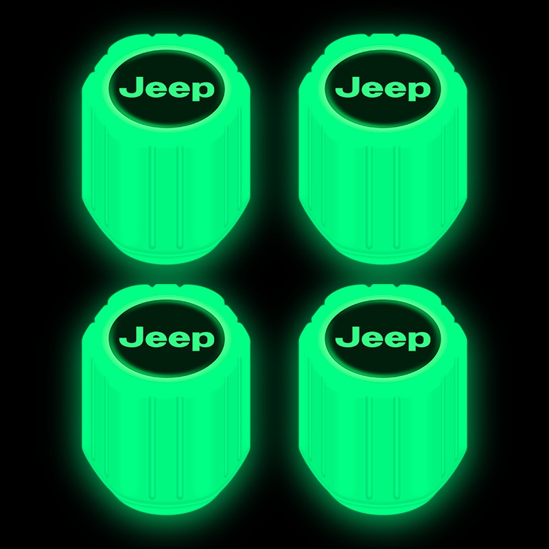 4pcs Jeep Luminous Pentil Ban Tutup Pentil Ban Renegade Compass 2022 Willys Wrangler JK Cherokee XJ Aksesoris Mobil Motor Sepeda