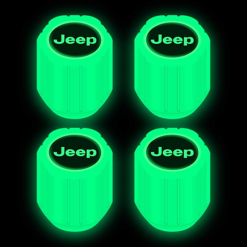 4pcs Jeep Luminous Pentil Ban Tutup Pentil Ban Renegade Compass 2022 Willys Wrangler JK Cherokee XJ Aksesoris Mobil Motor Sepeda