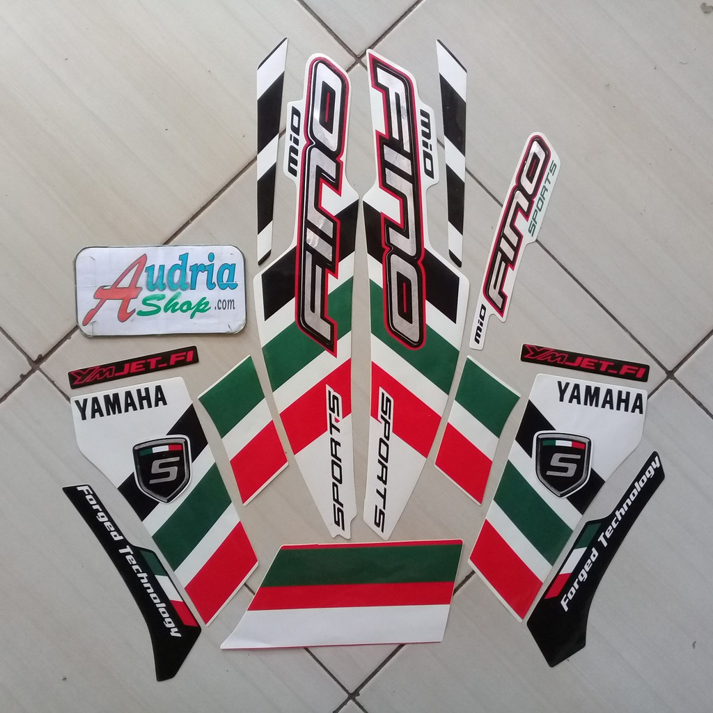 Sticker Striping Motor Yamaha Fino Sporty 2014 Putih-Merah