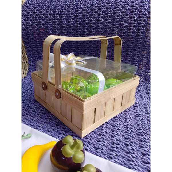 Wadah Keranjang Parcel Bambu 25x25/hantaran/nikahan/seserahan/hampers/bingkisan/wedding/hadiah/giftb